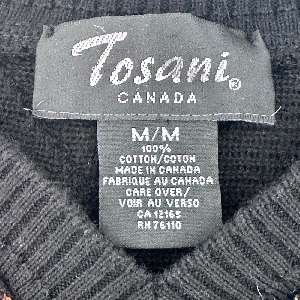 Vintage Tosani Canada Vintage V Neck Sweater Mens Medium Geometric Knit Cotton - Picture 3 of 6